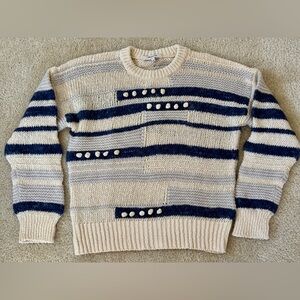 Madewell Women’s Crewneck Sweater Cream and Navy